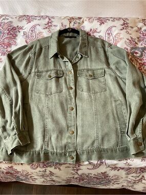 Jane and Delancey Olive Green Jean Jacket